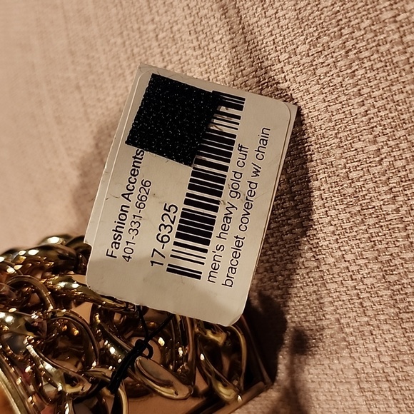 New Fashion Accents Gold Cuff with Chain Embellishments - Picture 7 of 8